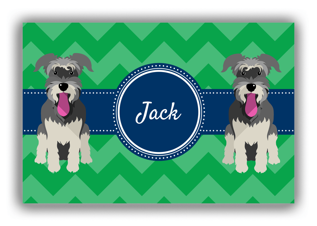 Personalized Dogs Canvas Wrap & Photo Print VIII - Green Background - Schnauzer - Front View