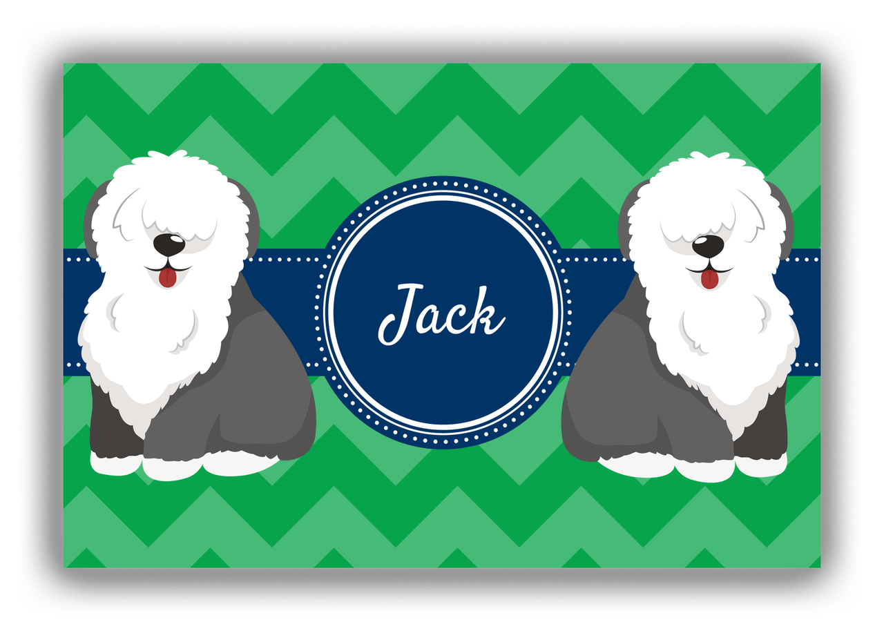 Personalized Dogs Canvas Wrap & Photo Print VIII - Green Background - Sheep Dog - Front View