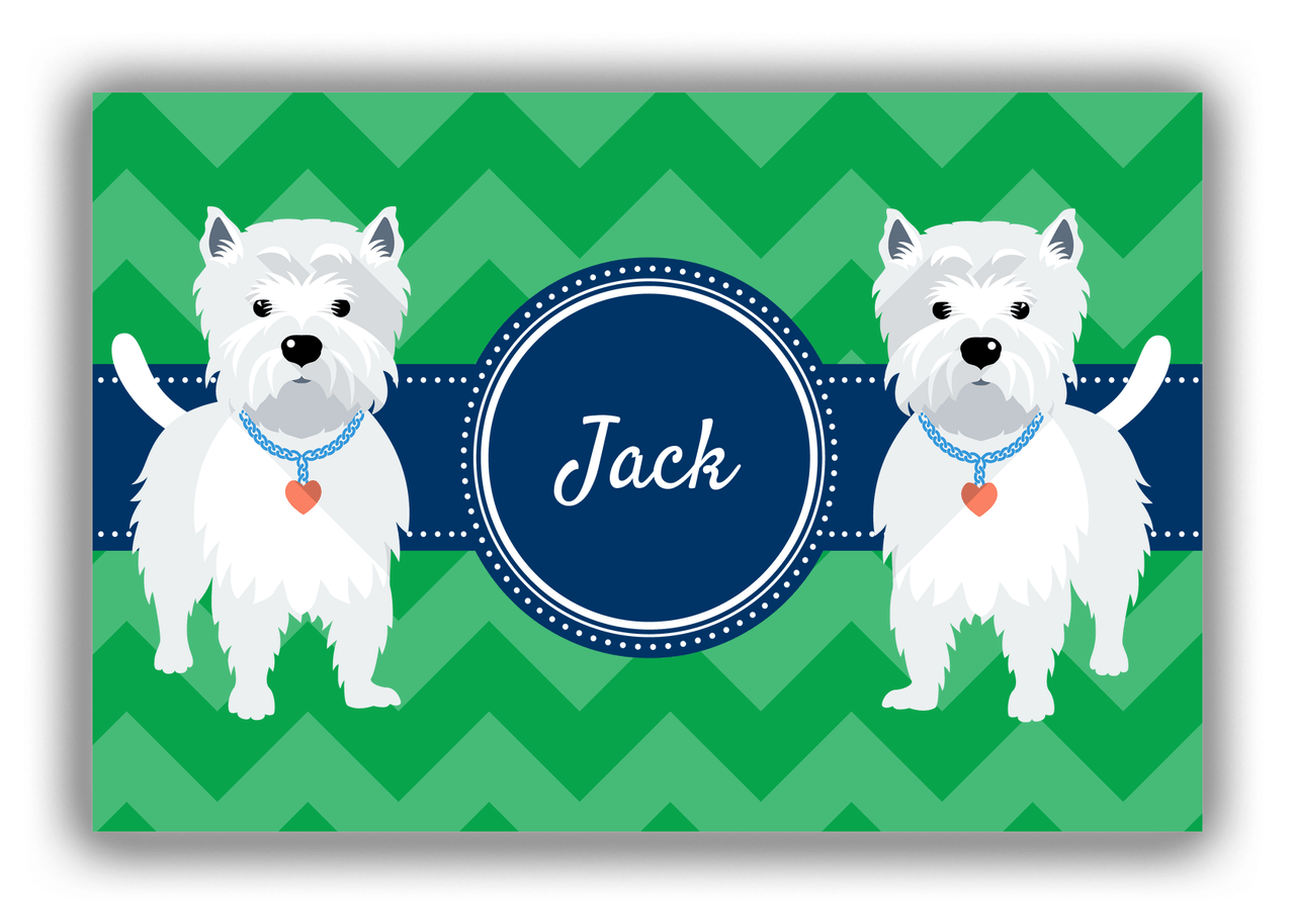 Personalized Dogs Canvas Wrap & Photo Print VIII - Green Background - Westie - Front View