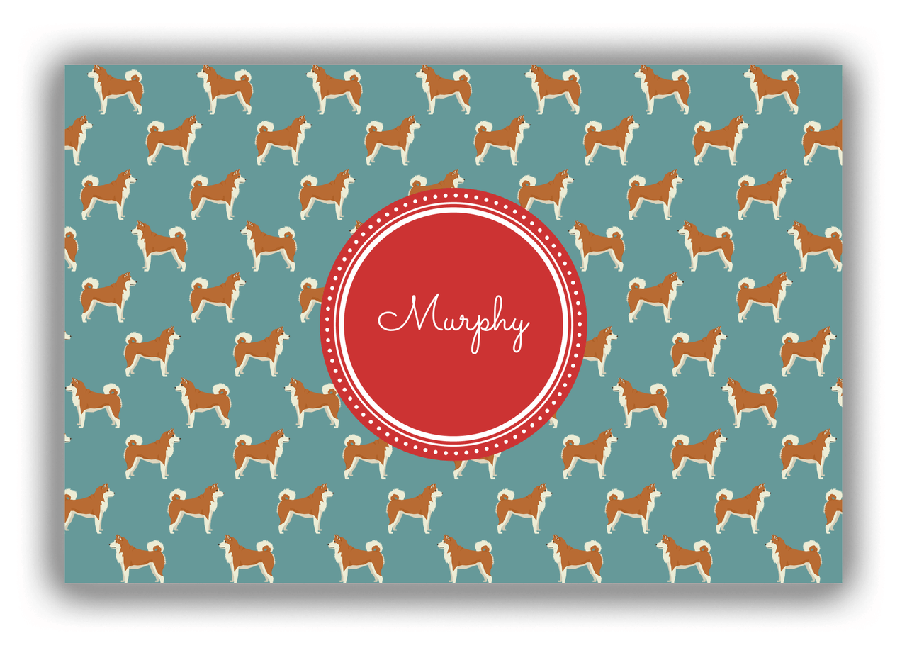 Personalized Dogs Canvas Wrap & Photo Print IX - Teal Background - Akita Inu - Front View