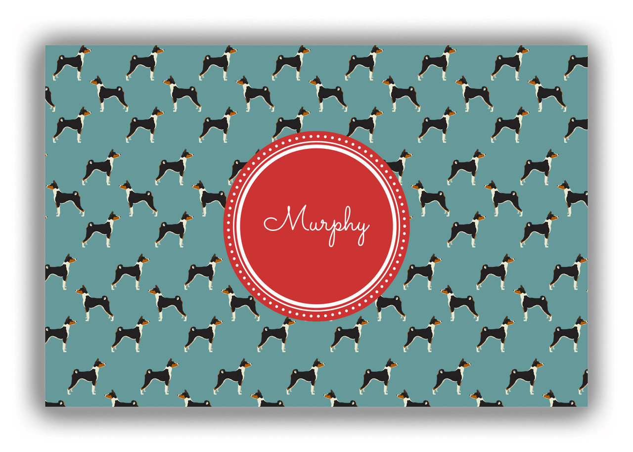 Personalized Dogs Canvas Wrap & Photo Print IX - Teal Background - Basenji - Front View