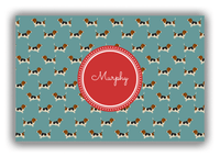 Thumbnail for Personalized Dogs Canvas Wrap & Photo Print IX - Teal Background - Basset Hound - Front View