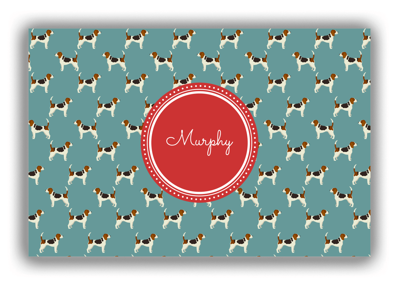 Personalized Dogs Canvas Wrap & Photo Print IX - Teal Background - Beagle - Front View