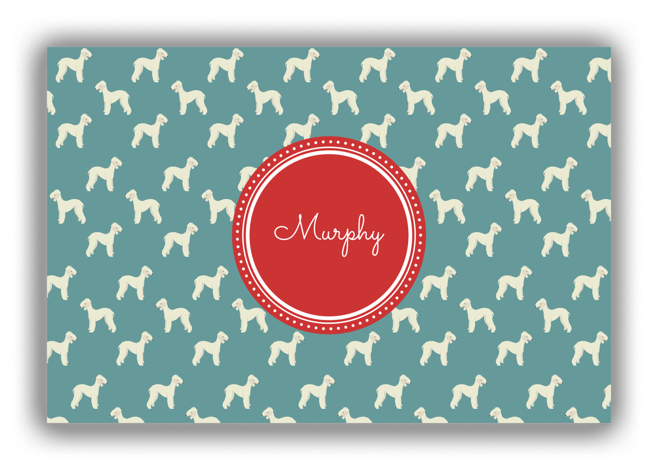 Personalized Dogs Canvas Wrap & Photo Print IX - Teal Background - Bedlington Terrier - Front View
