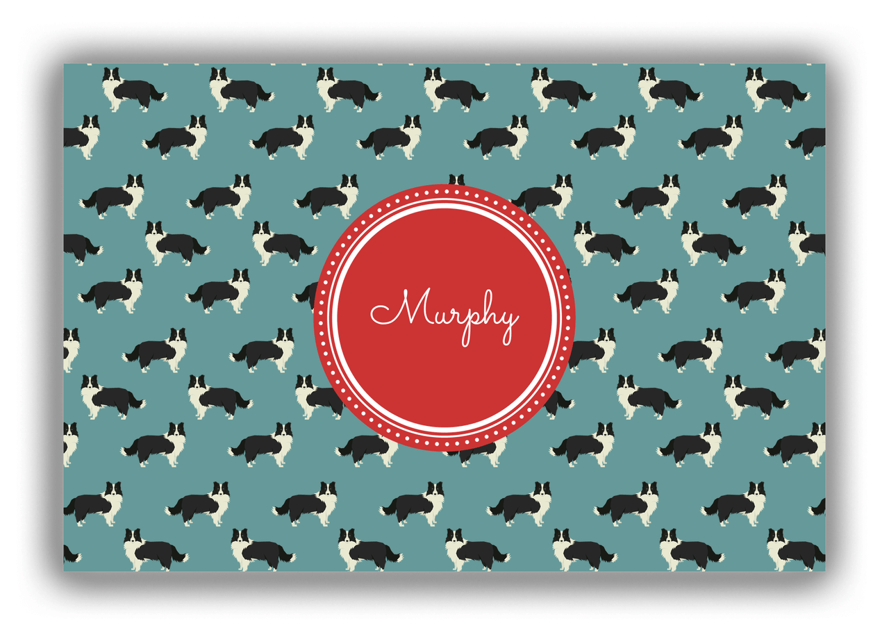 Personalized Dogs Canvas Wrap & Photo Print IX - Teal Background - Border Collie - Front View