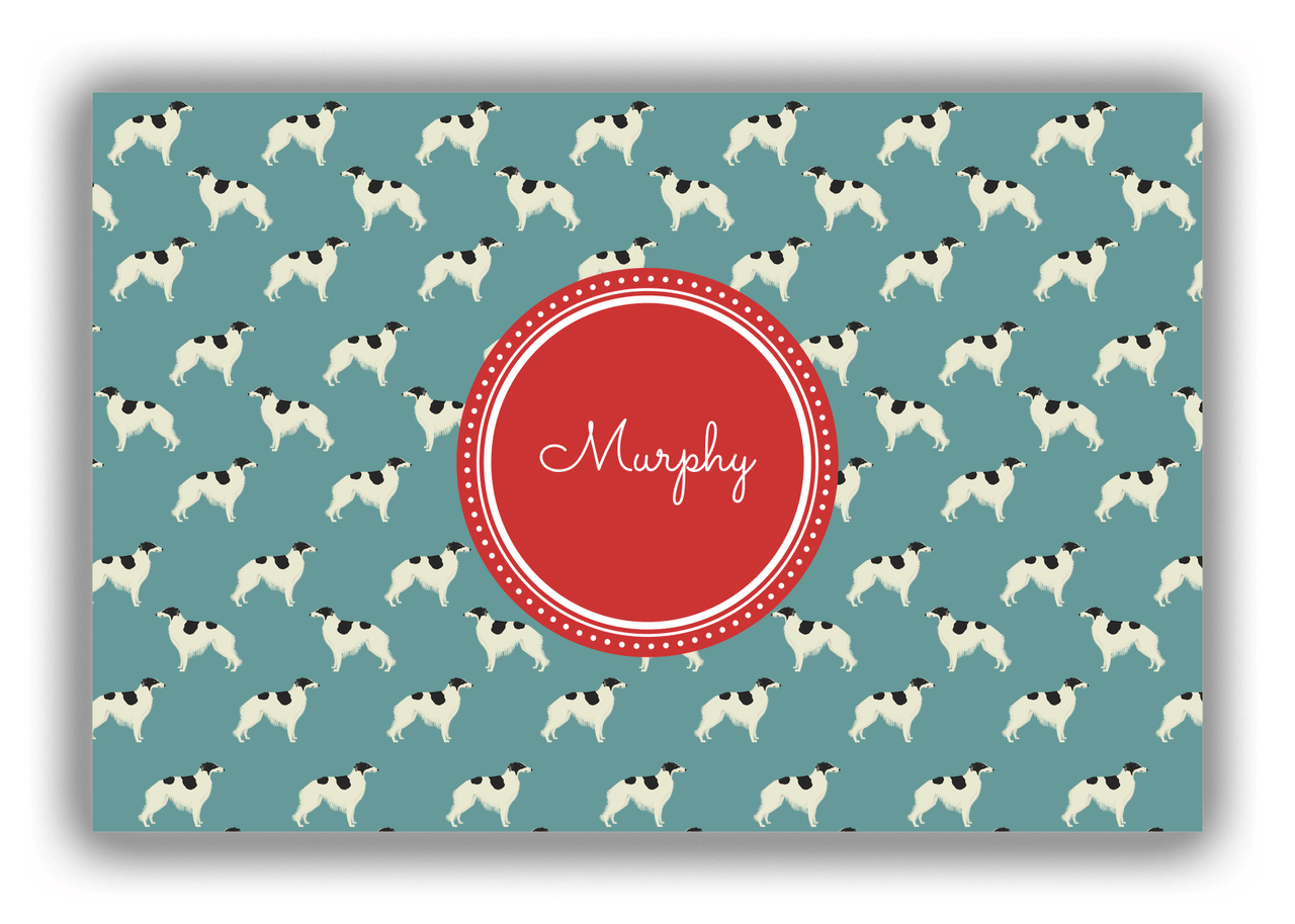 Personalized Dogs Canvas Wrap & Photo Print IX - Teal Background - Borzoi - Front View
