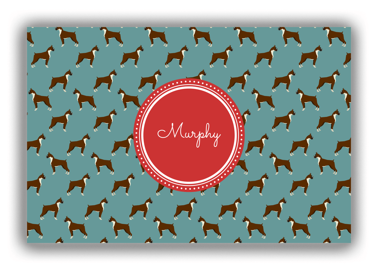 Personalized Dogs Canvas Wrap & Photo Print IX - Teal Background - Boxer - Front View