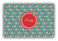 Thumbnail for Personalized Dogs Canvas Wrap & Photo Print IX - Teal Background - Cavalier King Charles Spaniel - Front View
