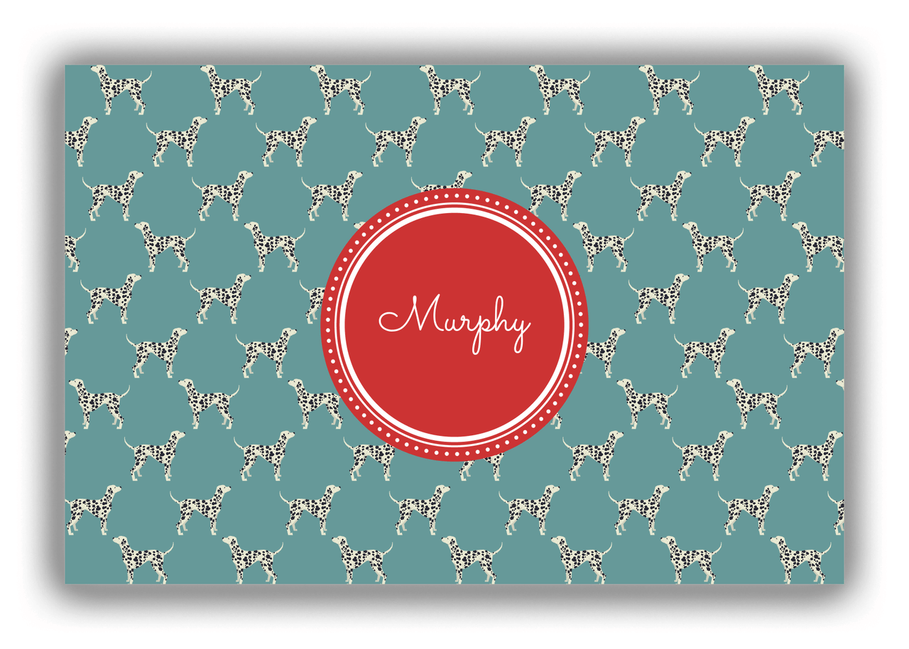 Personalized Dogs Canvas Wrap & Photo Print IX - Teal Background - Dalmatian - Front View