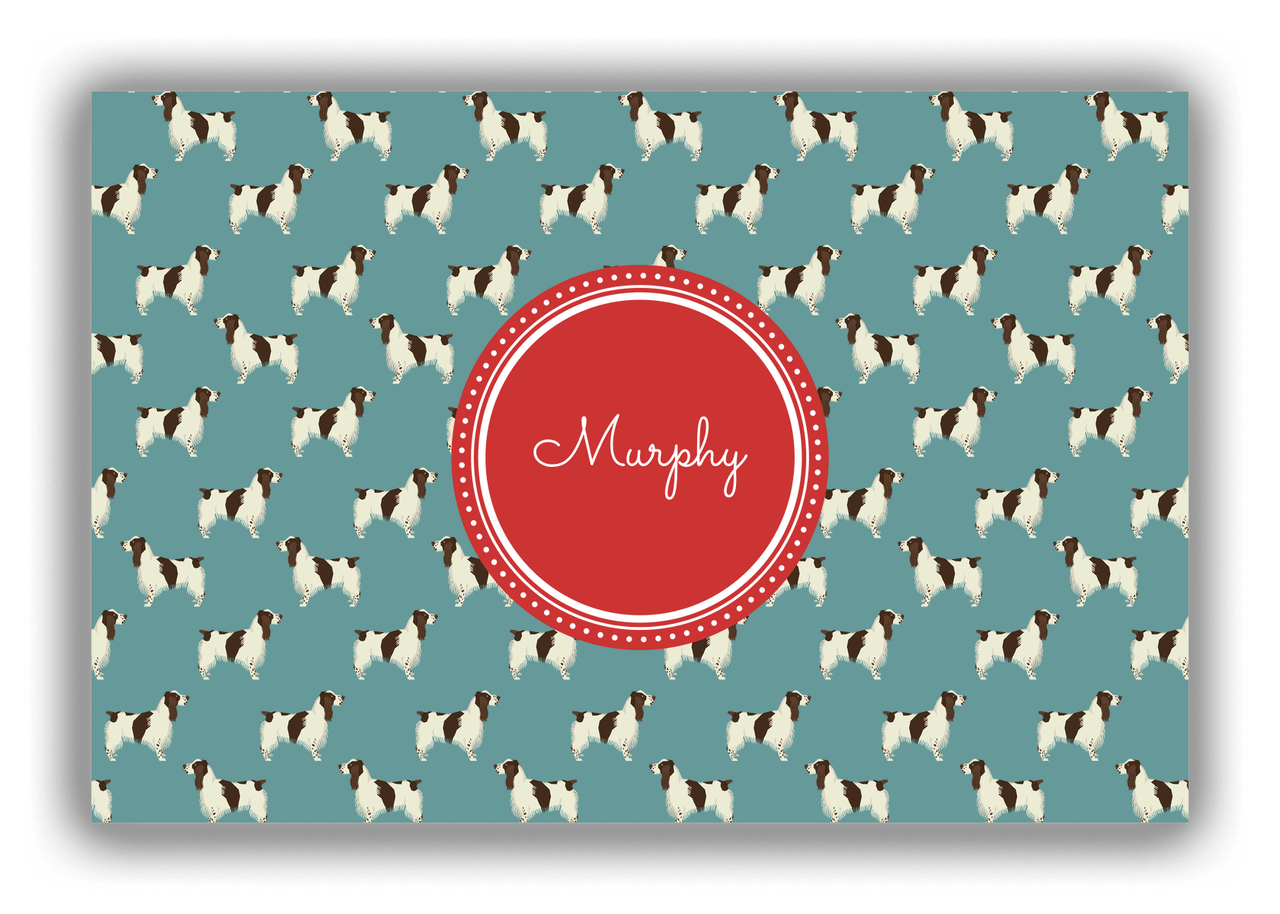 Personalized Dogs Canvas Wrap & Photo Print IX - Teal Background - English Springer Spaniel - Front View