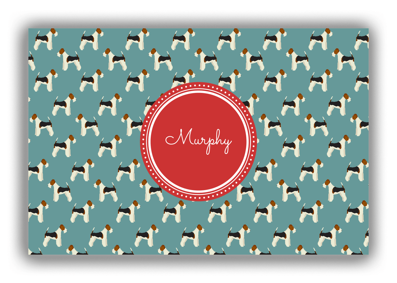 Personalized Dogs Canvas Wrap & Photo Print IX - Teal Background - Fox Terrier - Front View