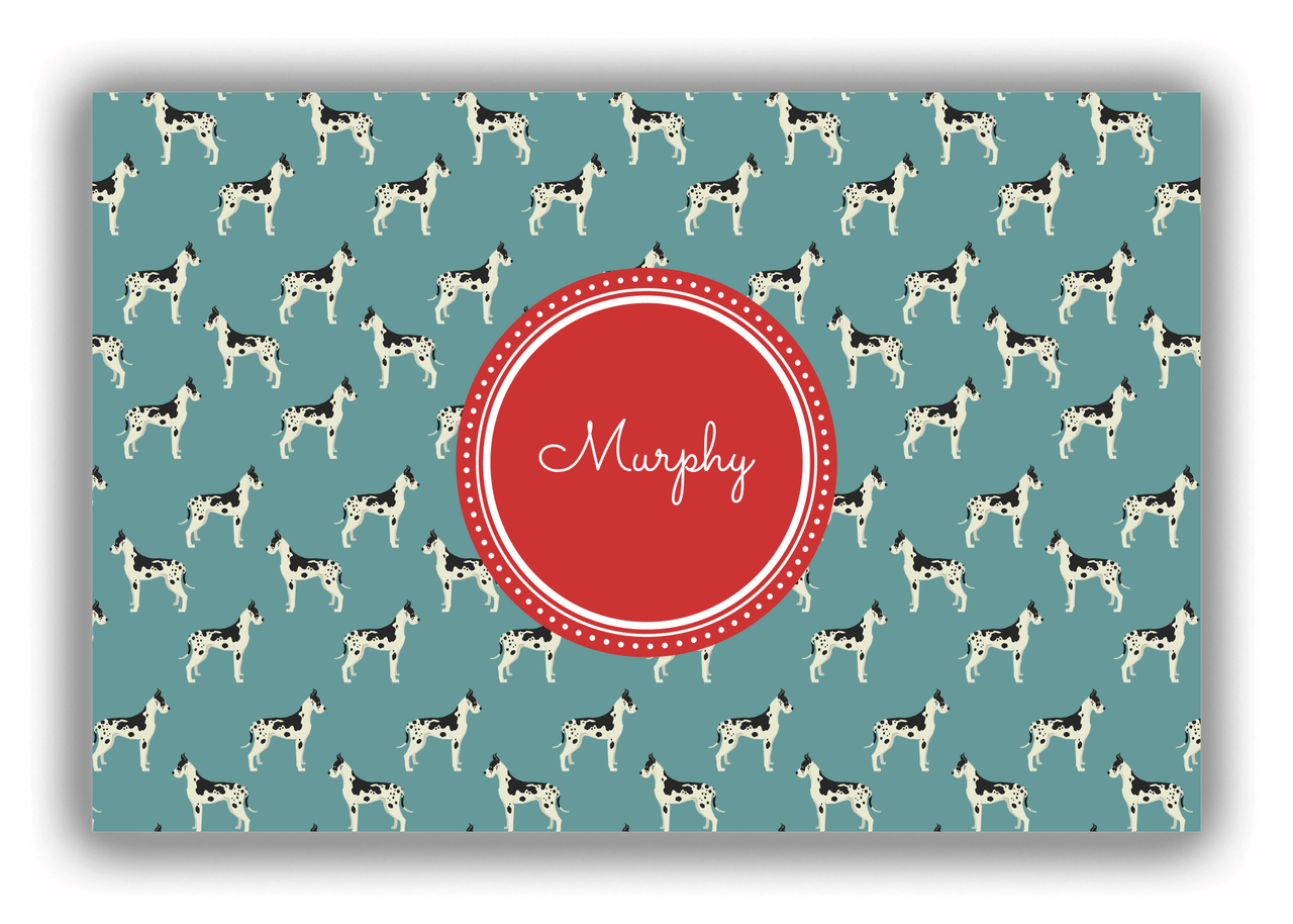 Personalized Dogs Canvas Wrap & Photo Print IX - Teal Background - Great Dane - Front View
