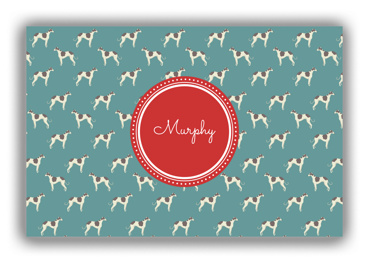 Personalized Dogs Canvas Wrap & Photo Print IX - Teal Background - Greyhound - Front View
