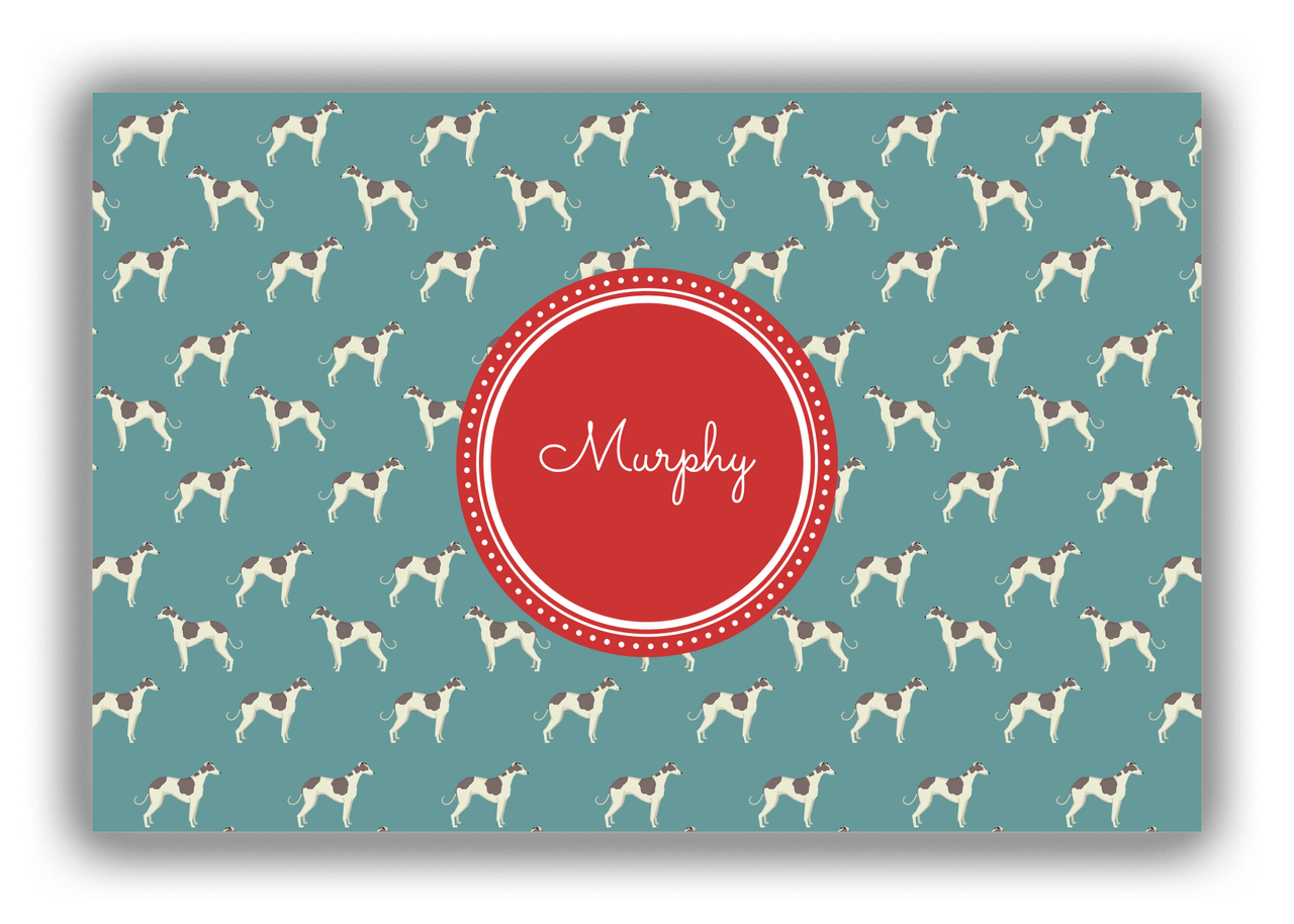 Personalized Dogs Canvas Wrap & Photo Print IX - Teal Background - Greyhound - Front View