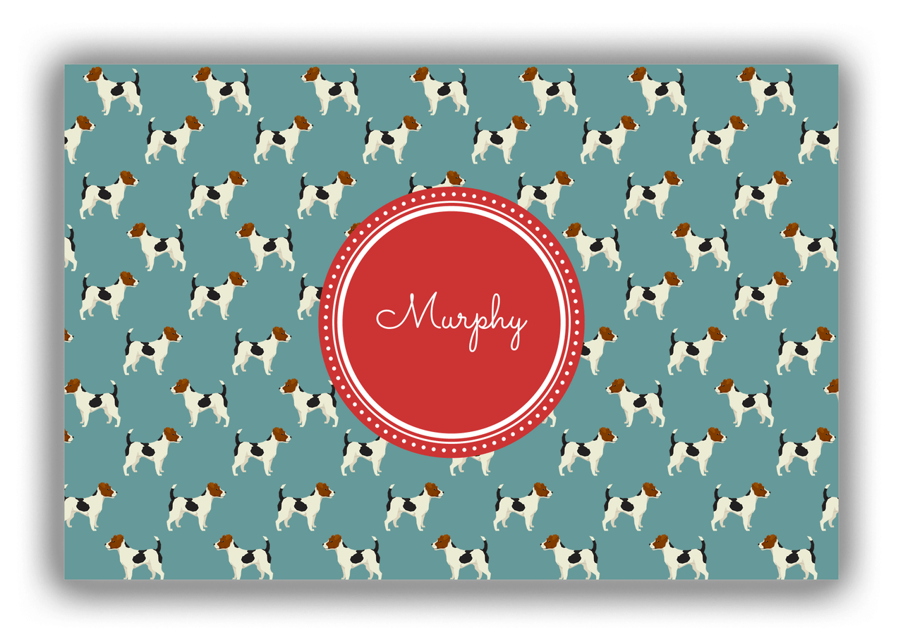 Personalized Dogs Canvas Wrap & Photo Print IX - Teal Background - Jack Russell Terrier - Front View