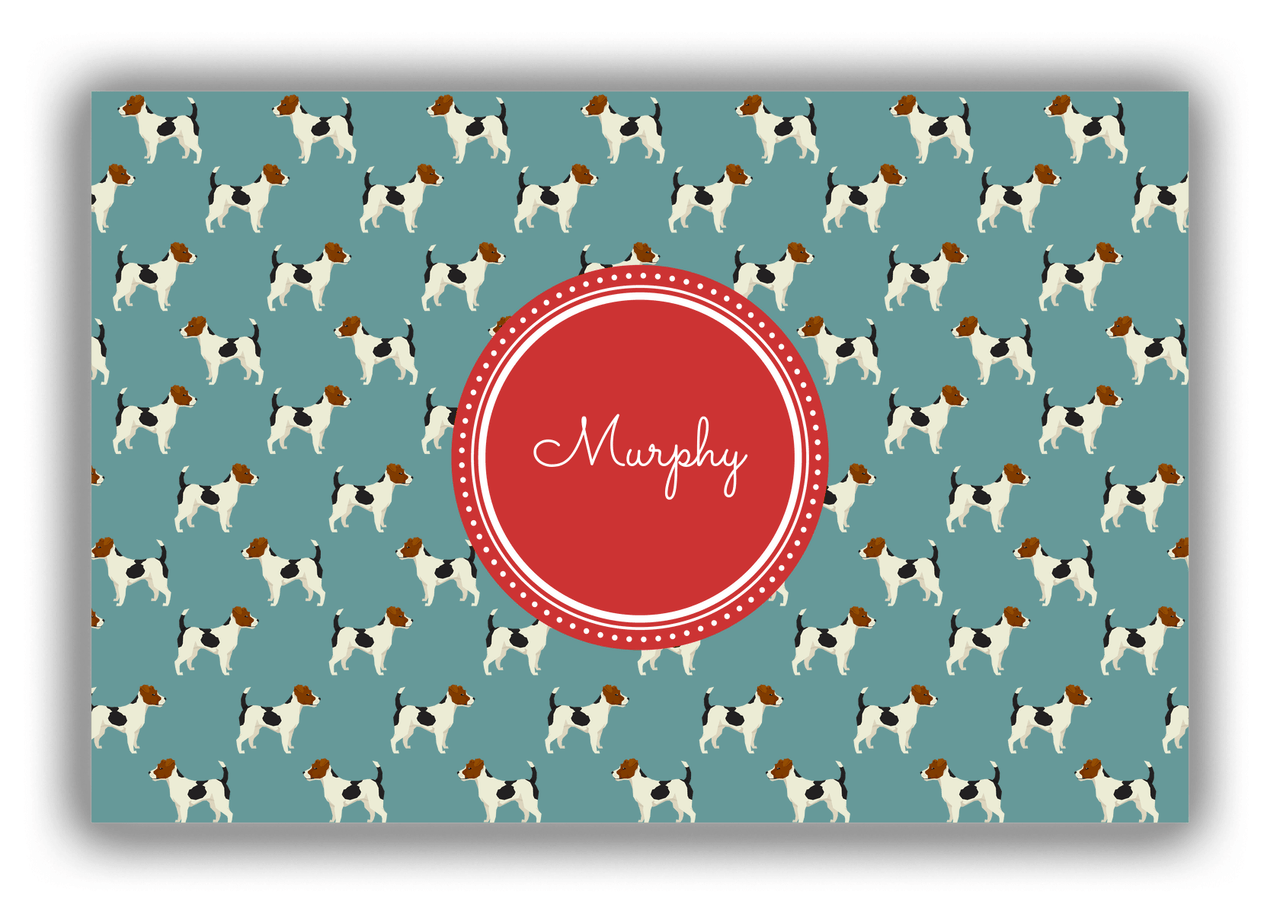 Personalized Dogs Canvas Wrap & Photo Print IX - Teal Background - Jack Russell Terrier - Front View