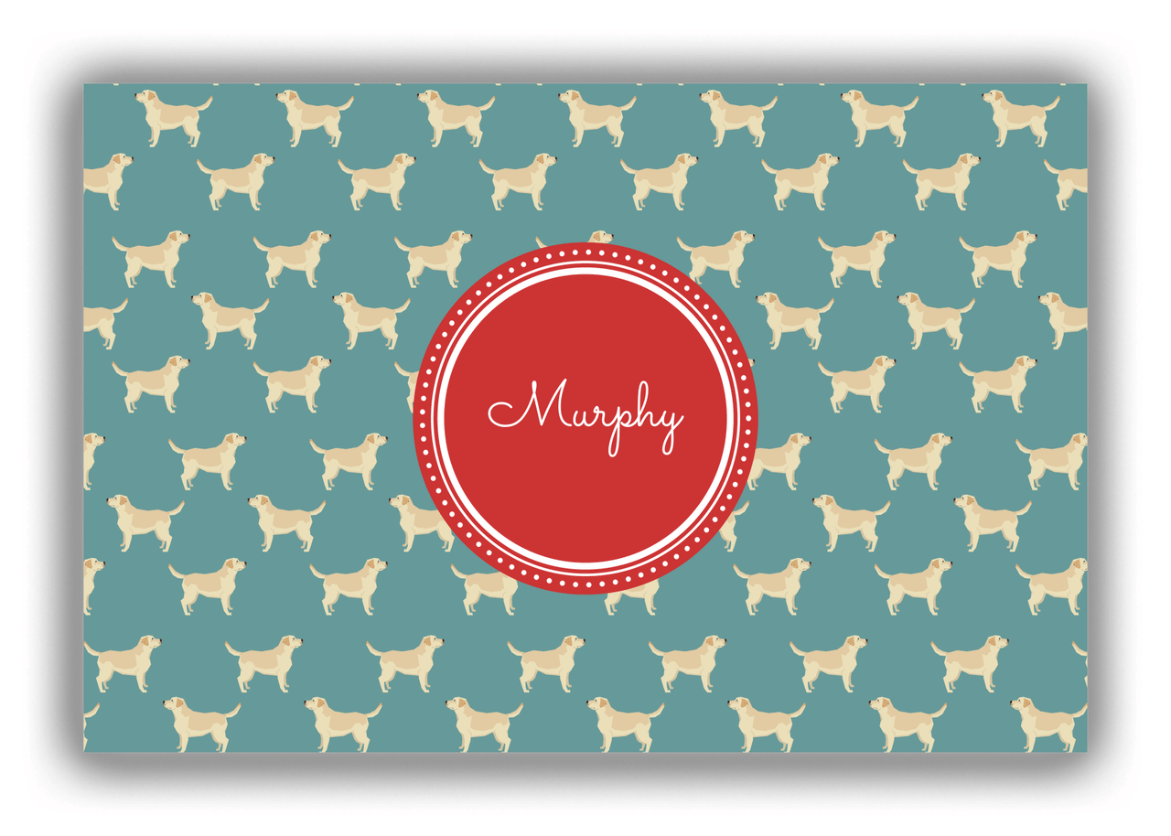 Personalized Dogs Canvas Wrap & Photo Print IX - Teal Background - Labrador Retriever - Front View