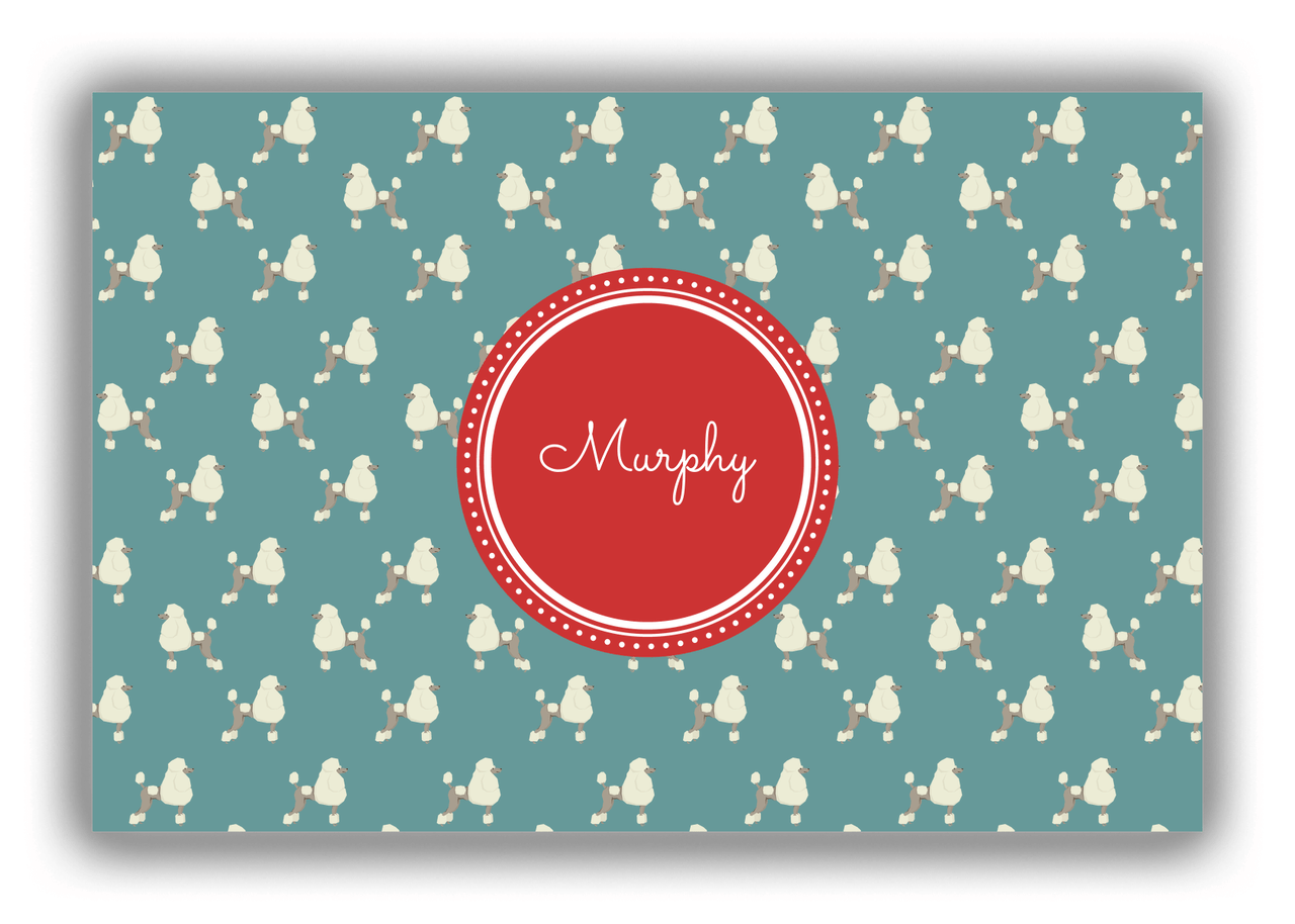 Personalized Dogs Canvas Wrap & Photo Print IX - Teal Background - Poodle - Front View