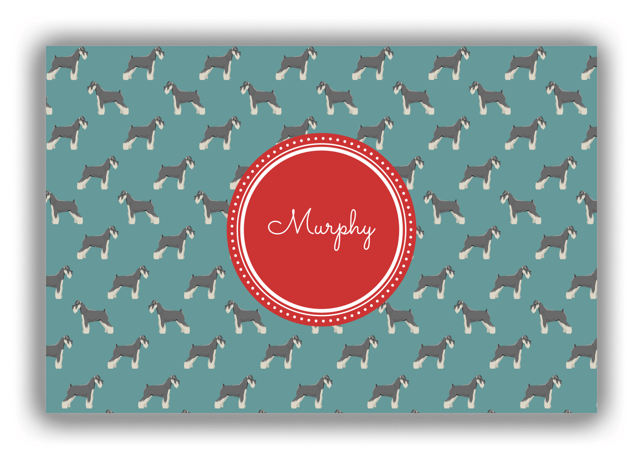 Personalized Dogs Canvas Wrap & Photo Print IX - Teal Background - Schnauzer - Front View