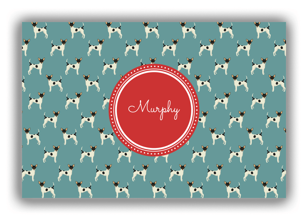 Personalized Dogs Canvas Wrap & Photo Print IX - Teal Background - Toy Fox Terrier - Front View
