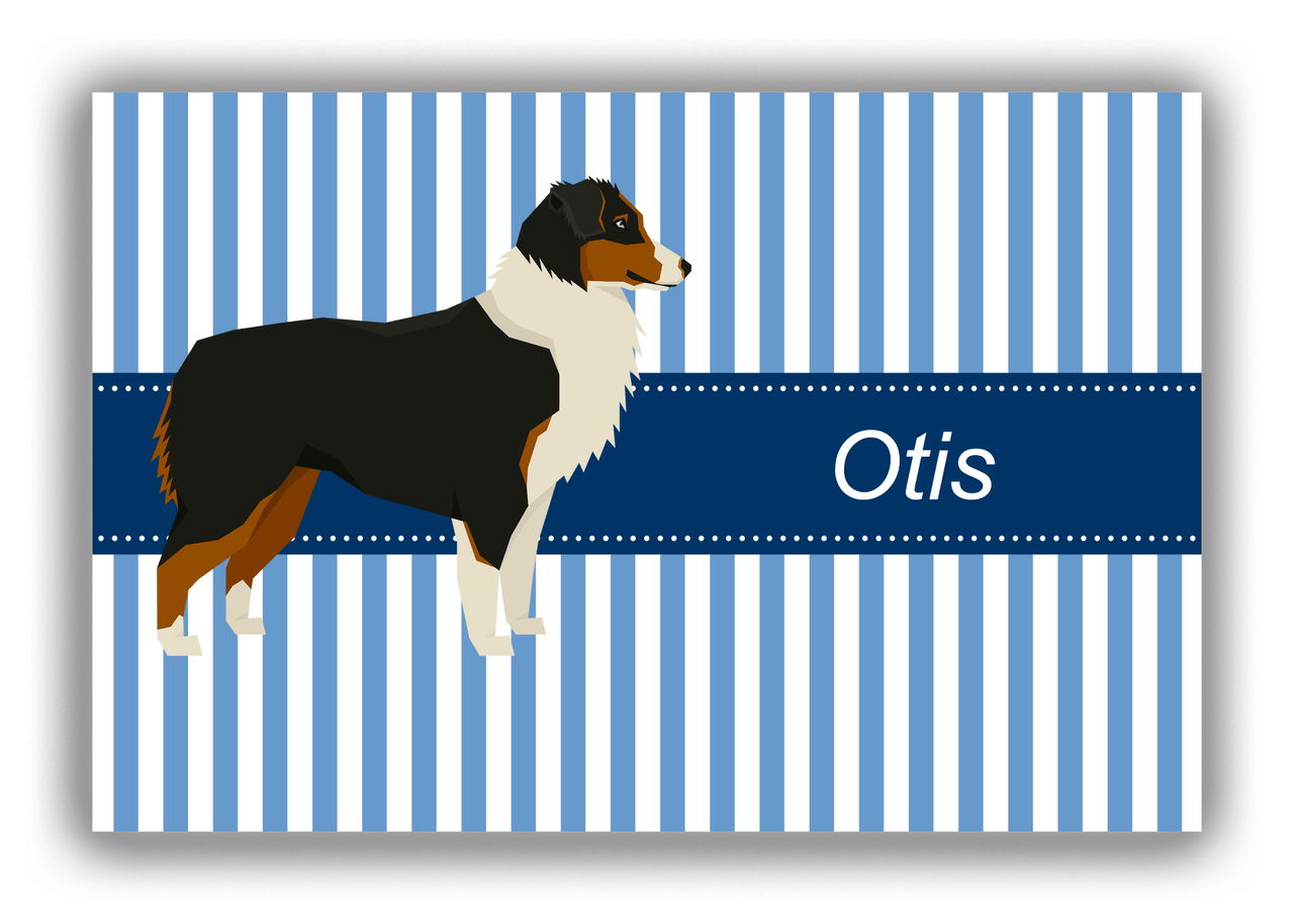 Personalized Dogs Canvas Wrap & Photo Print X - Blue Background - Australian Shepherd - Front View
