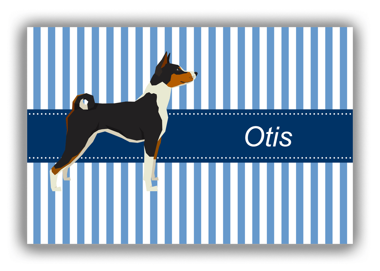 Personalized Dogs Canvas Wrap & Photo Print X - Blue Background - Basenji - Front View