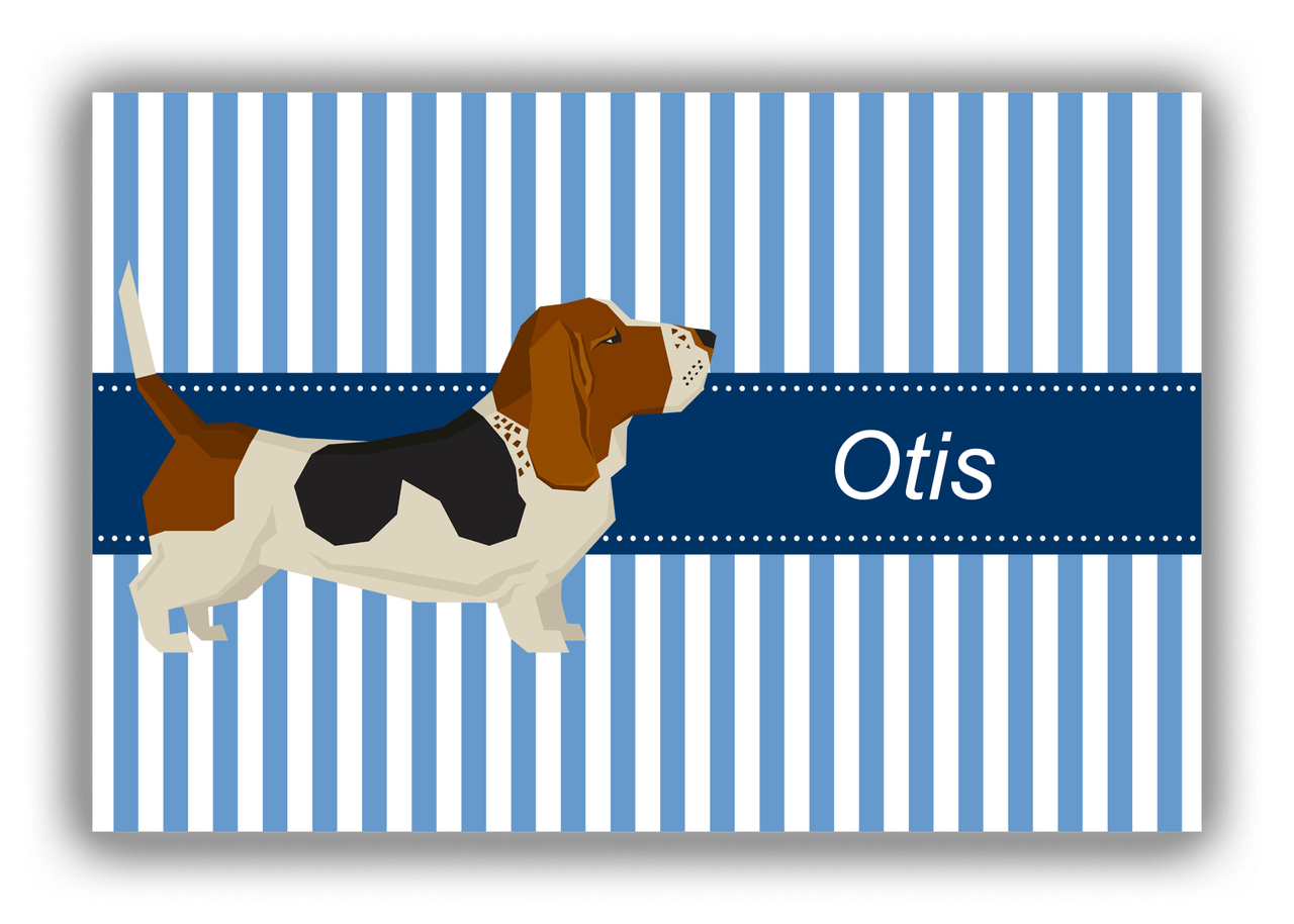 Personalized Dogs Canvas Wrap & Photo Print X - Blue Background - Basset Hound - Front View