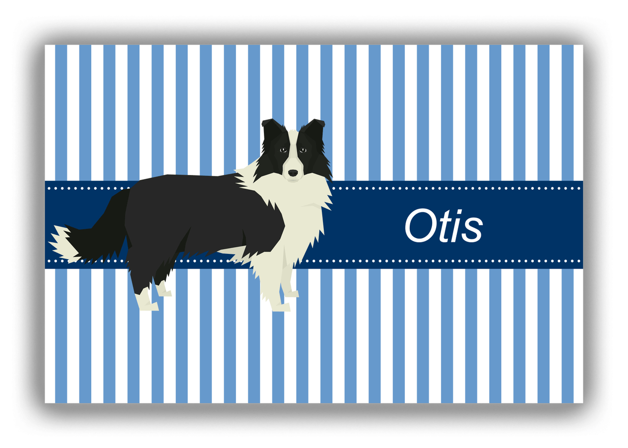 Personalized Dogs Canvas Wrap & Photo Print X - Blue Background - Border Collie - Front View