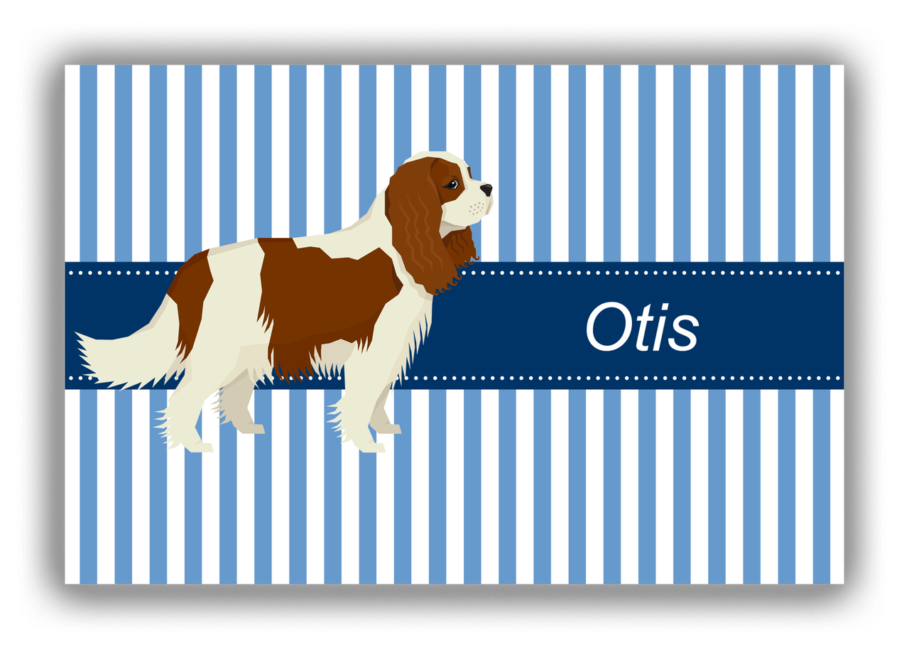 Personalized Dogs Canvas Wrap & Photo Print X - Blue Background - Cavalier King Charles Spaniel - Front View