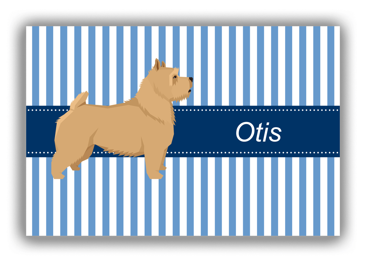 Personalized Dogs Canvas Wrap & Photo Print X - Blue Background - Norwich Terrier - Front View