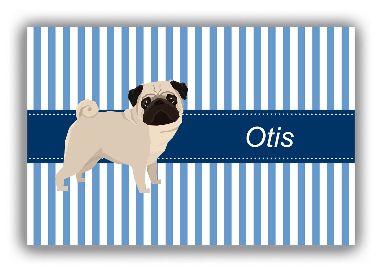 Personalized Dogs Canvas Wrap & Photo Print X - Blue Background - Pug - Front View
