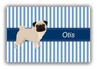 Thumbnail for Personalized Dogs Canvas Wrap & Photo Print X - Blue Background - Pug - Front View
