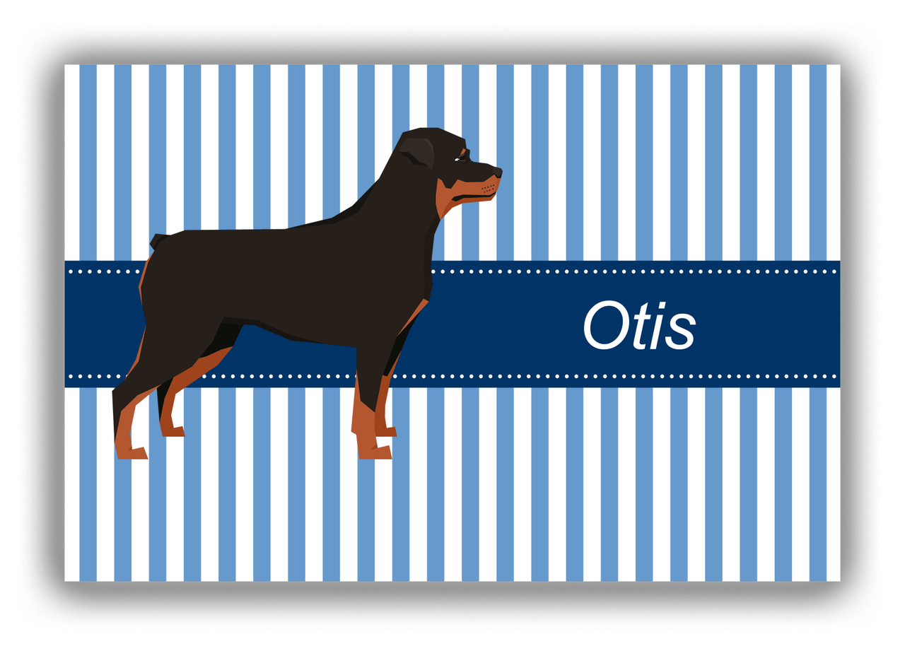 Personalized Dogs Canvas Wrap & Photo Print X - Blue Background - Rottweiler - Front View