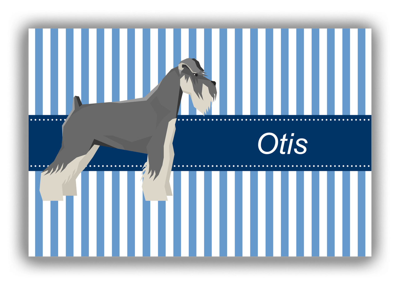 Personalized Dogs Canvas Wrap & Photo Print X - Blue Background - Schnauzer - Front View