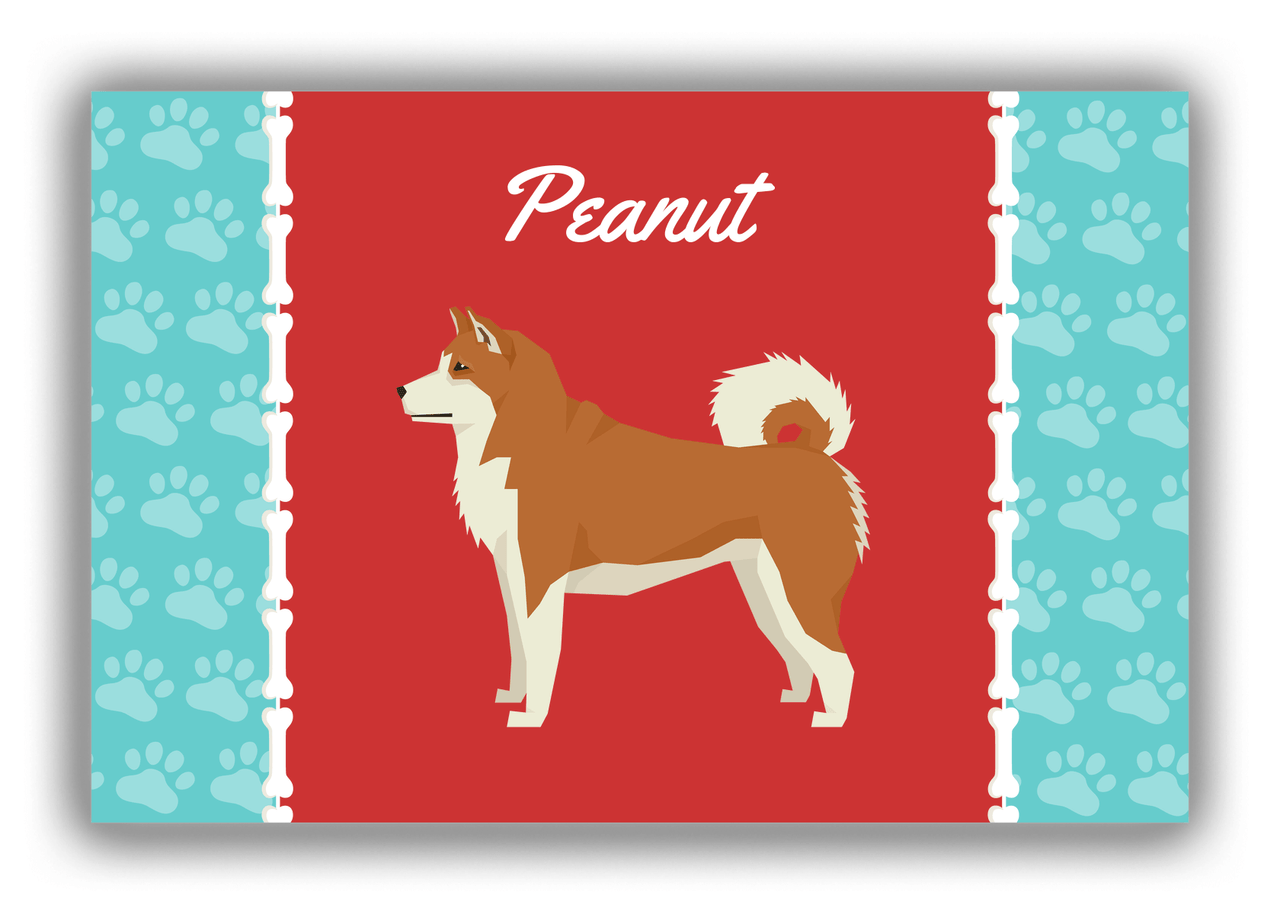 Personalized Dogs Canvas Wrap & Photo Print XI - Red Background - Akita Inu - Front View