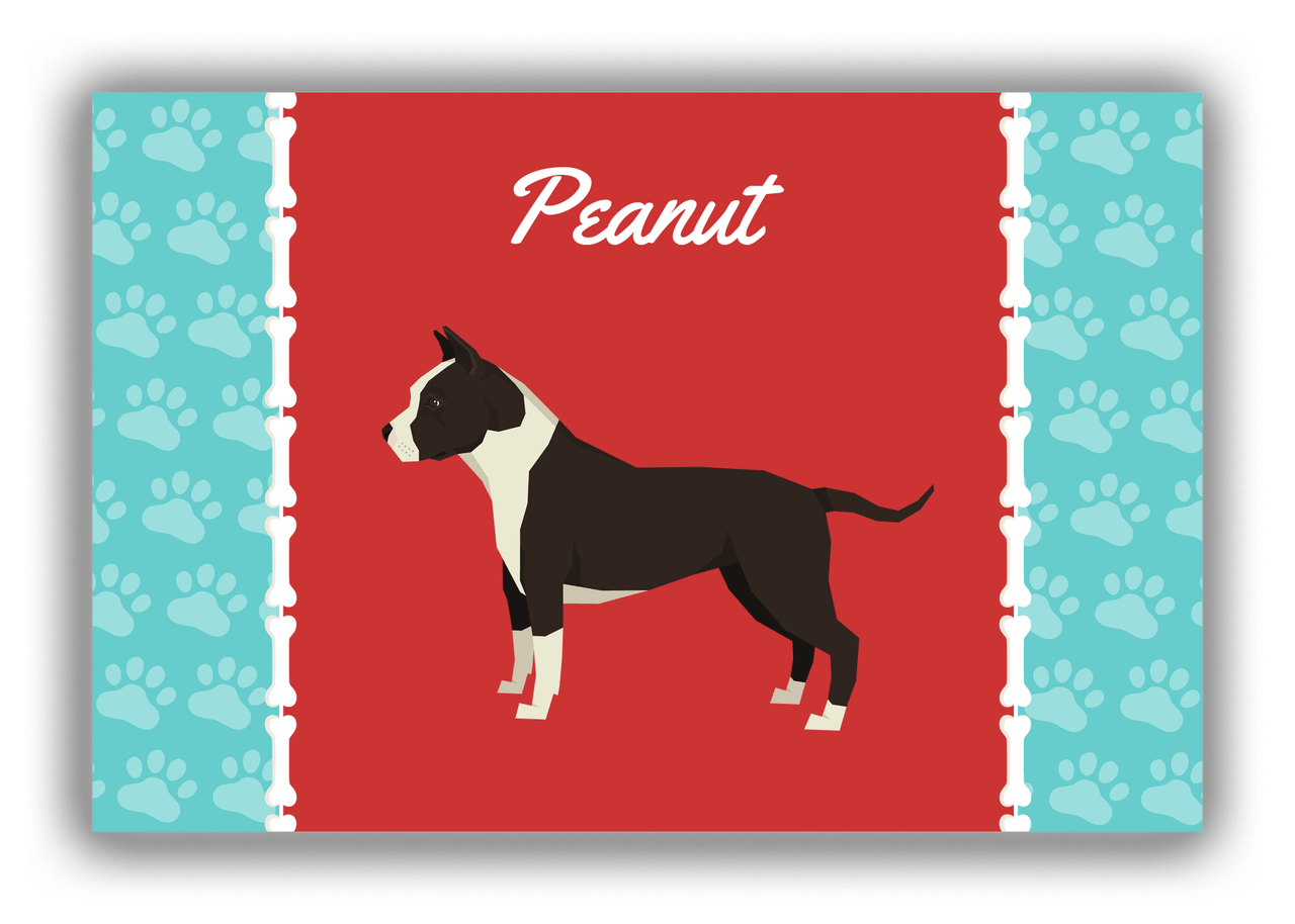 Personalized Dogs Canvas Wrap & Photo Print XI - Red Background - American Staffordshire - Front View