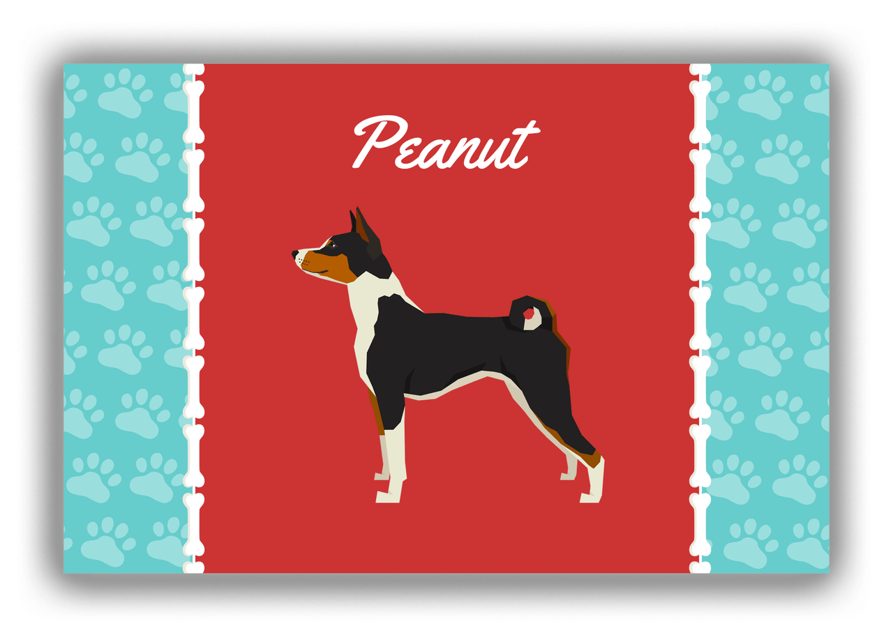 Personalized Dogs Canvas Wrap & Photo Print XI - Red Background - Basenji - Front View