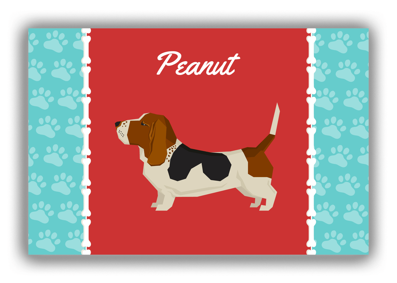 Personalized Dogs Canvas Wrap & Photo Print XI - Red Background - Basset Hound - Front View