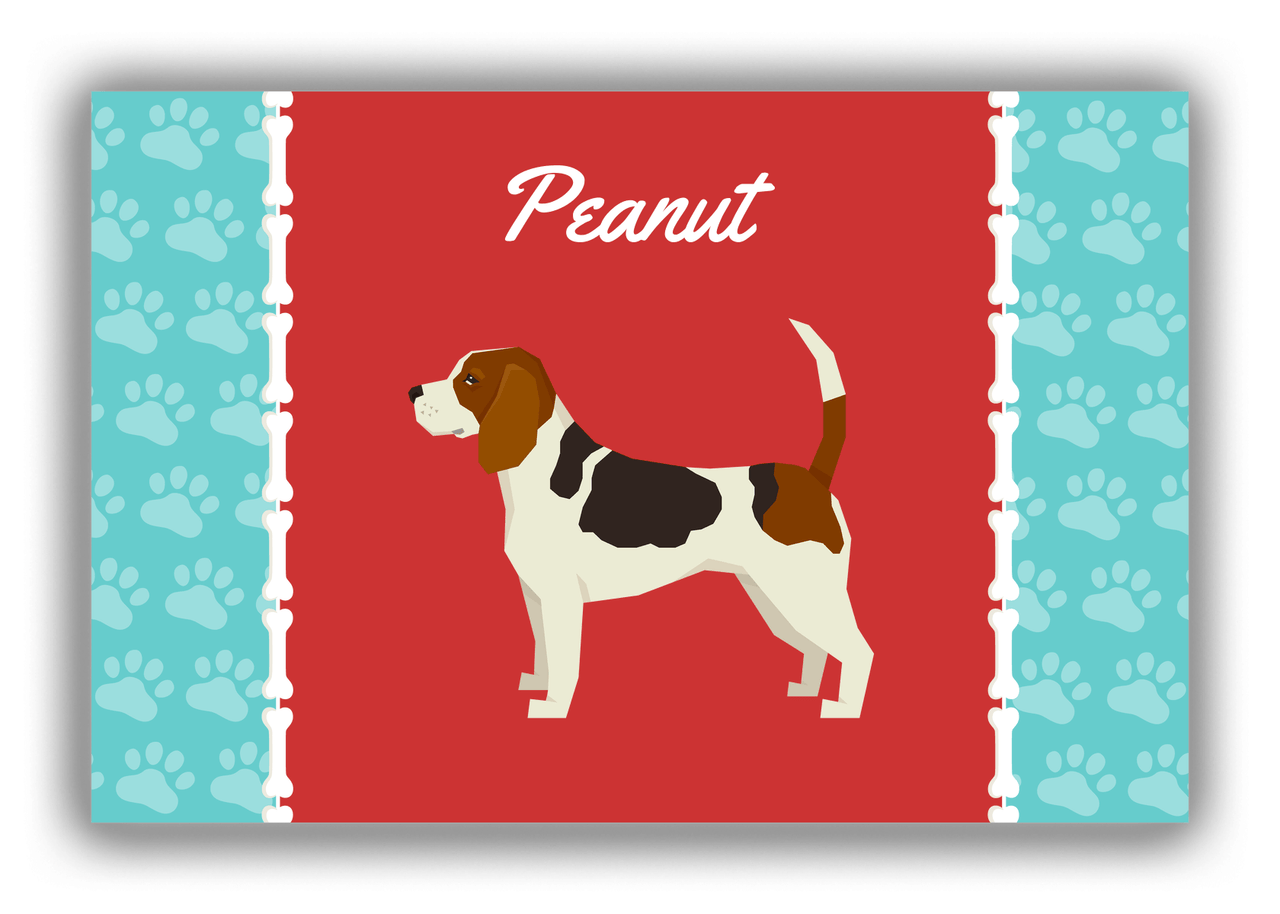 Personalized Dogs Canvas Wrap & Photo Print XI - Red Background - Beagle - Front View