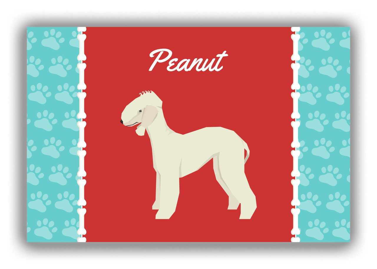 Personalized Dogs Canvas Wrap & Photo Print XI - Red Background - Bedlington Terrier - Front View