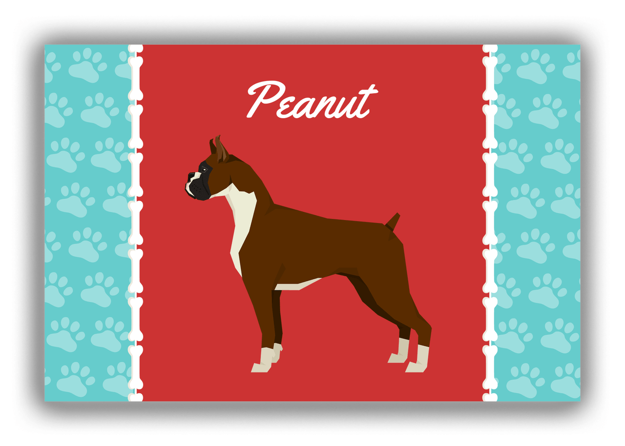 Personalized Dogs Canvas Wrap & Photo Print XI - Red Background - Boxer - Front View