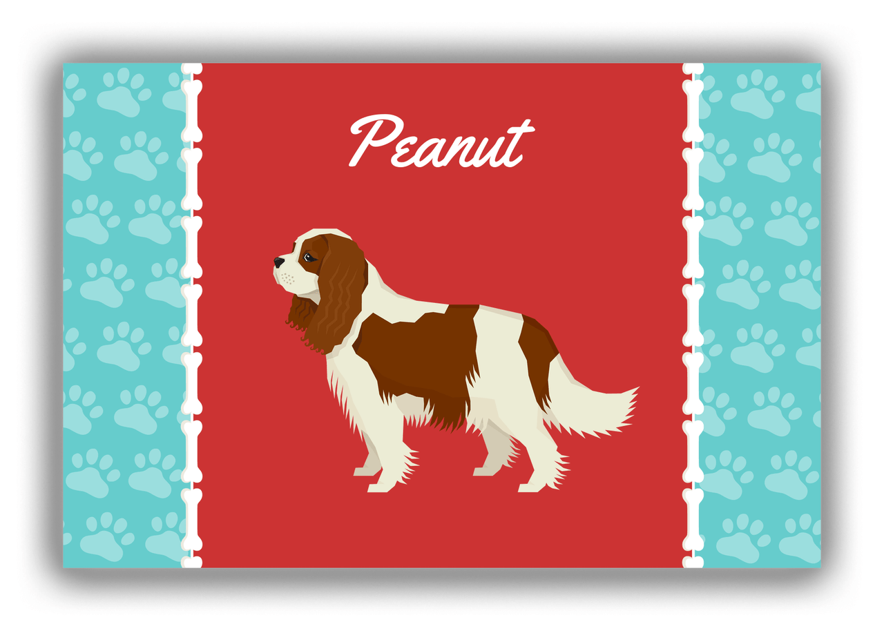 Personalized Dogs Canvas Wrap & Photo Print XI - Red Background - Cavalier King Charles Spaniel - Front View
