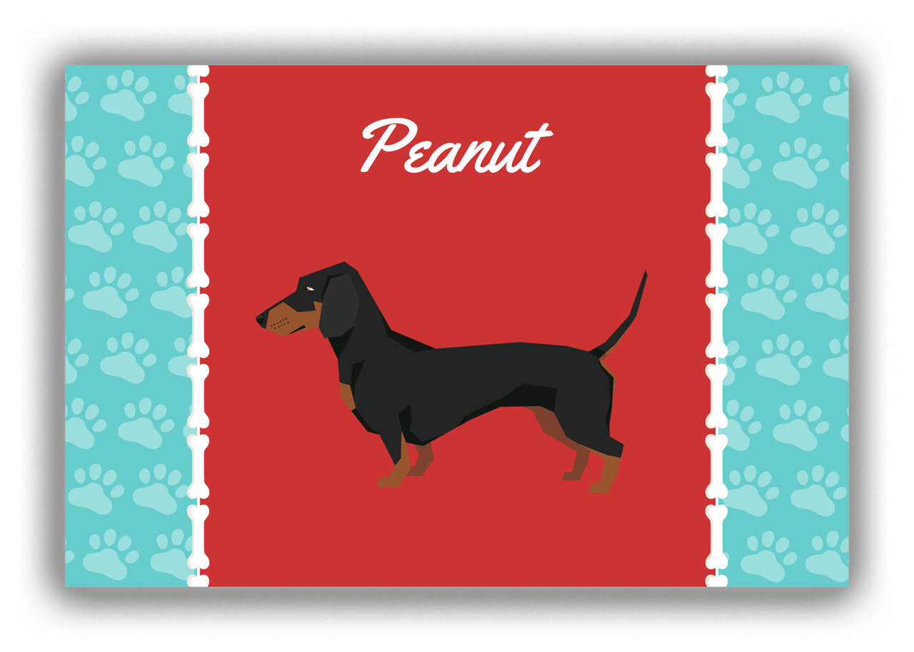 Personalized Dogs Canvas Wrap & Photo Print XI - Red Background - Dachshund - Front View