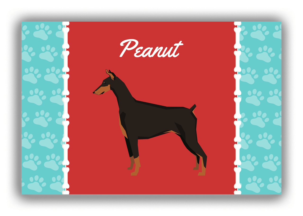 Personalized Dogs Canvas Wrap & Photo Print XI - Red Background - Doberman - Front View