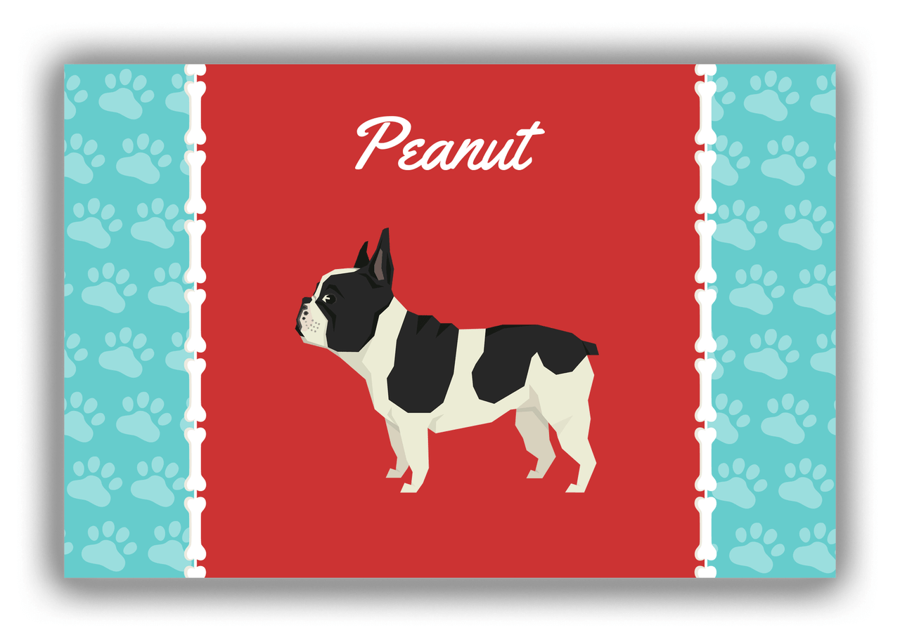 Personalized Dogs Canvas Wrap & Photo Print XI - Red Background - French Bulldog - Front View