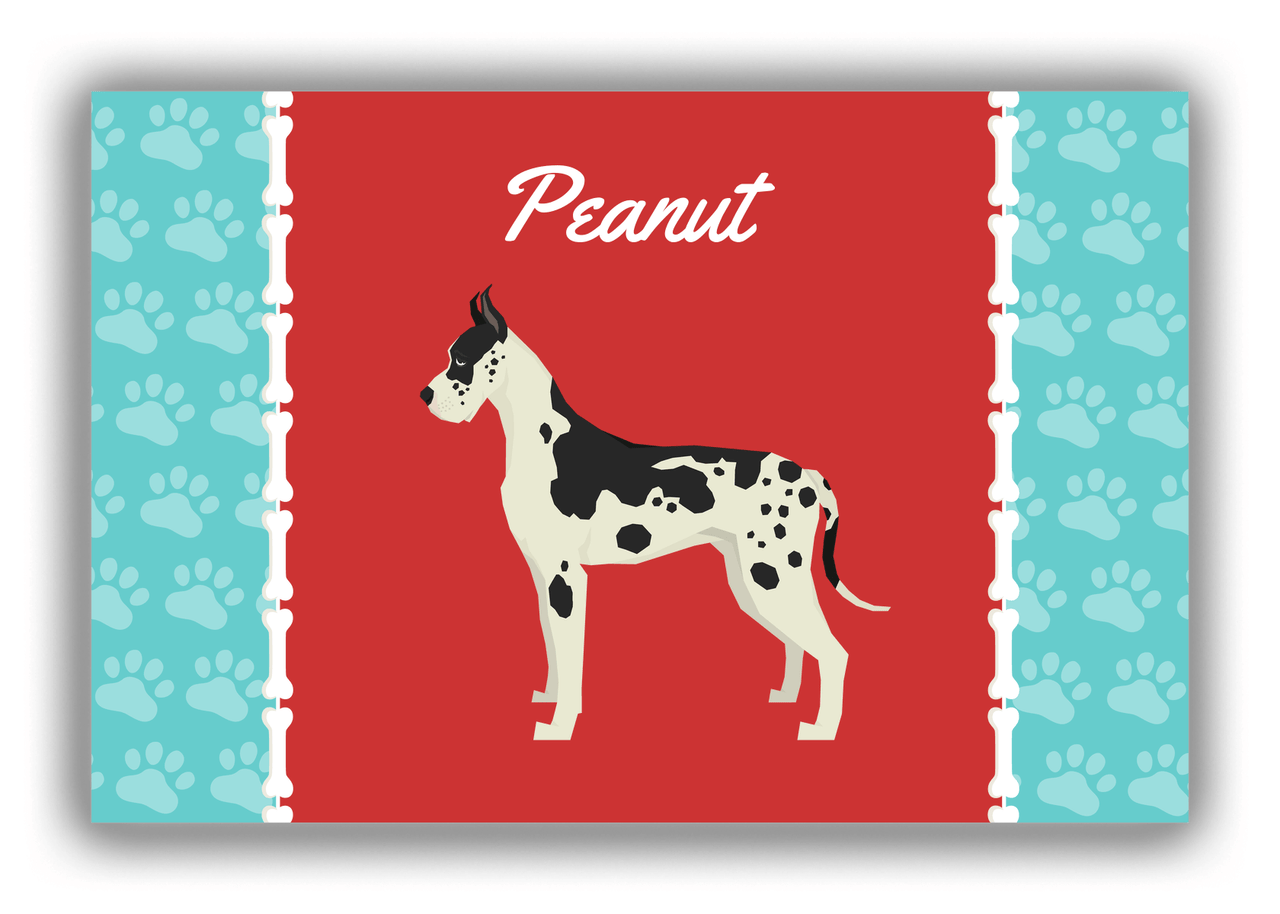 Personalized Dogs Canvas Wrap & Photo Print XI - Red Background - Great Dane - Front View