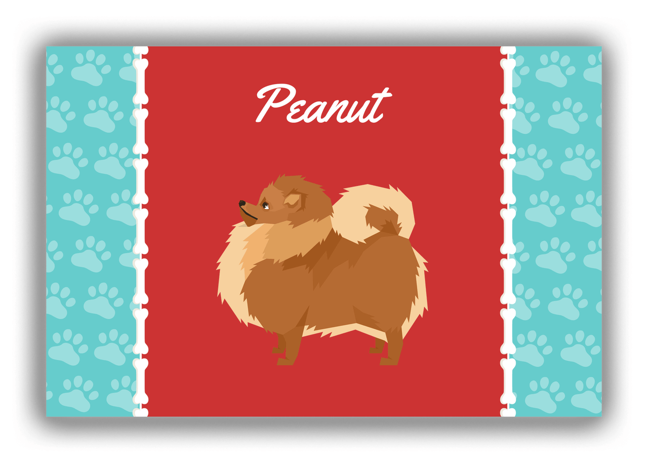 Personalized Dogs Canvas Wrap & Photo Print XI - Red Background - Pomeranian - Front View