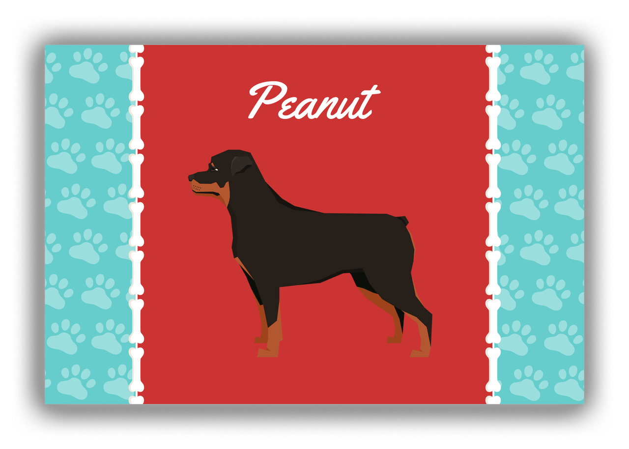 Personalized Dogs Canvas Wrap & Photo Print XI - Red Background - Rottweiler - Front View