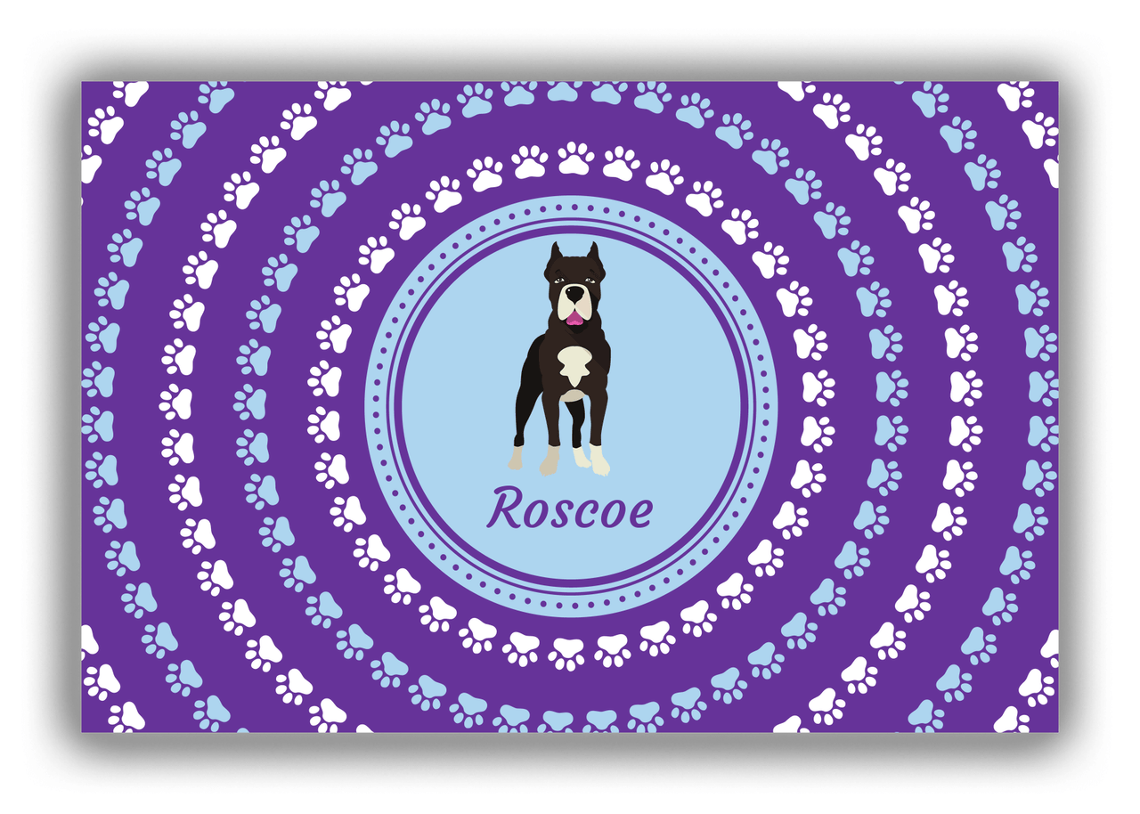 Personalized Dogs Canvas Wrap & Photo Print XII - Purple Background - American Staffordshire Terrier - Front View
