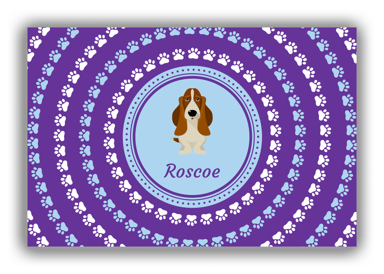 Personalized Dogs Canvas Wrap & Photo Print XII - Purple Background - Basset Hound - Front View